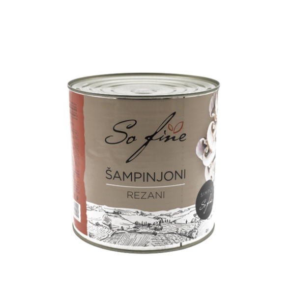 ŠAMPINJONI rezani limenka 2550/1380g